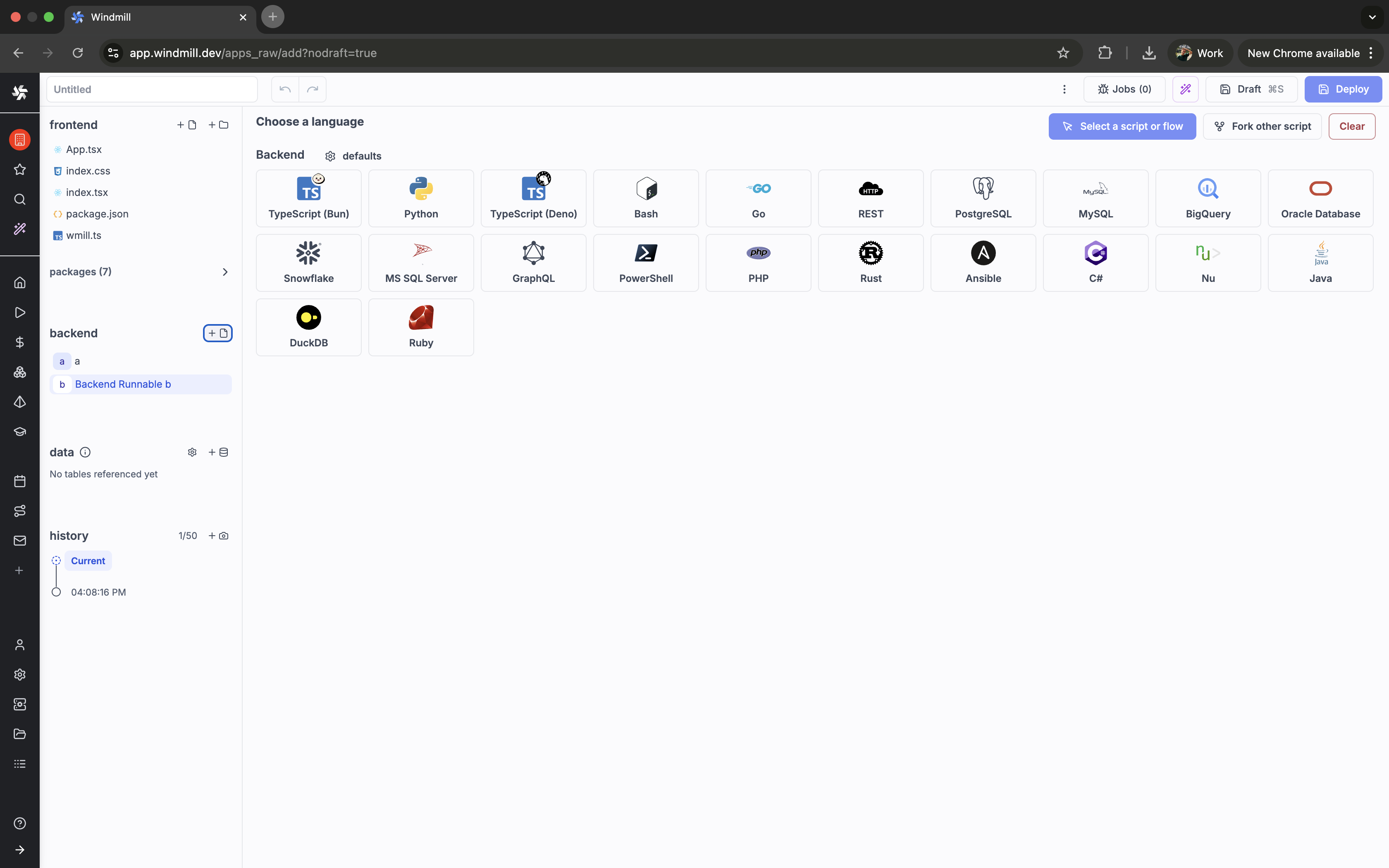 Backend languages Backend languages