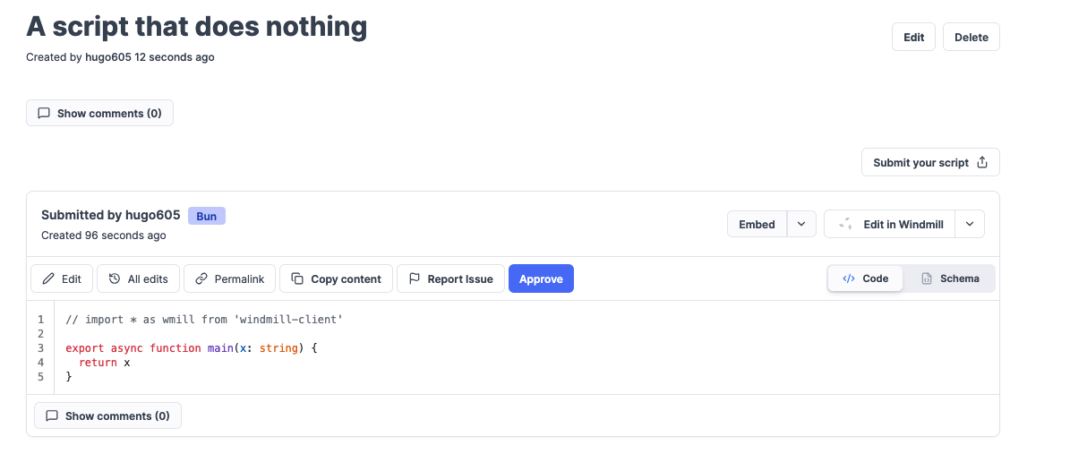 Approve a script on the Hub Approve a script on the Hub