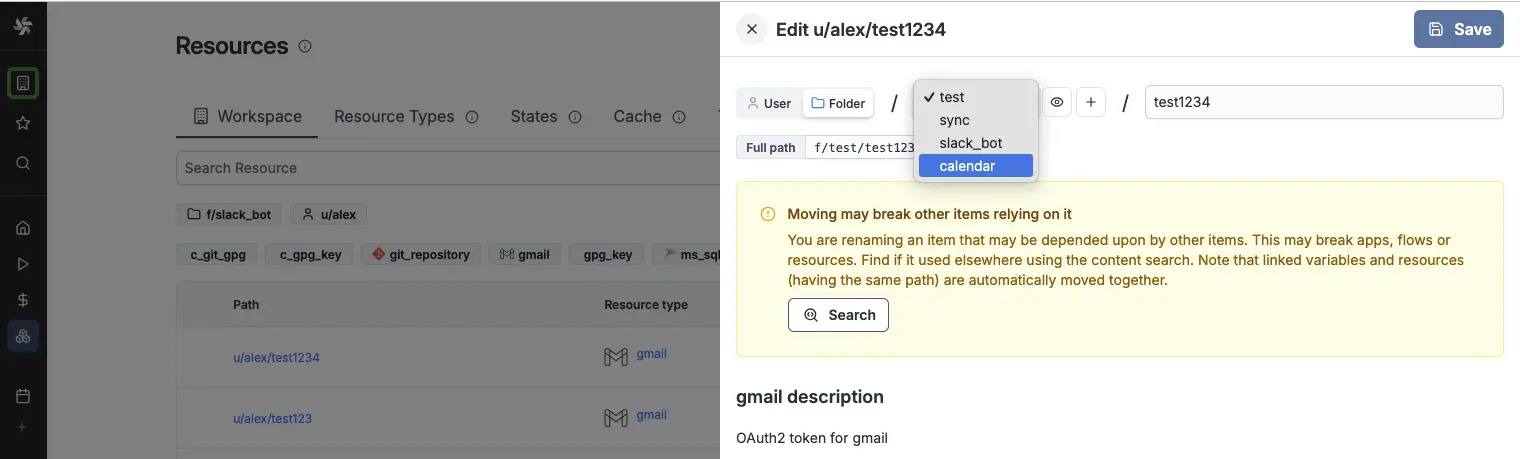 Share variable to folder